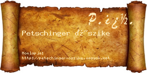 Petschinger Őszike névjegykártya